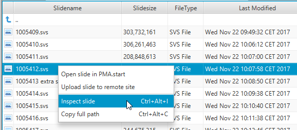 How to inspect a slide with PMA.transfer